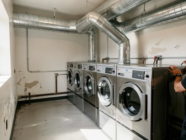 Hull Dryer Vent Cleaning team performing large-scale commercial dryer vent cleaning in Hull