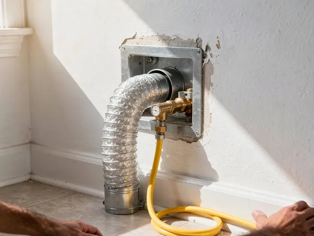Hull Dryer Vent Cleaning certified technician performing specialized gas dryer vent cleaning in Hull